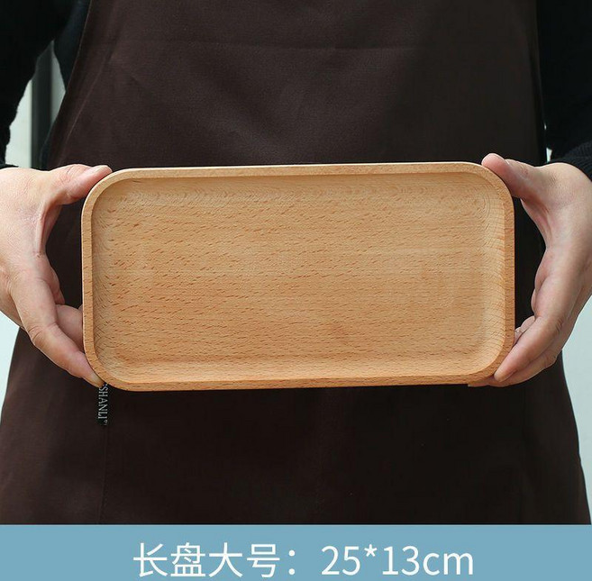 實木托盤 日式長方形餐盤 實木托盤家用長方形圓形日式餐盤披薩木托盤牛排木盤子茶盤2, 1個
