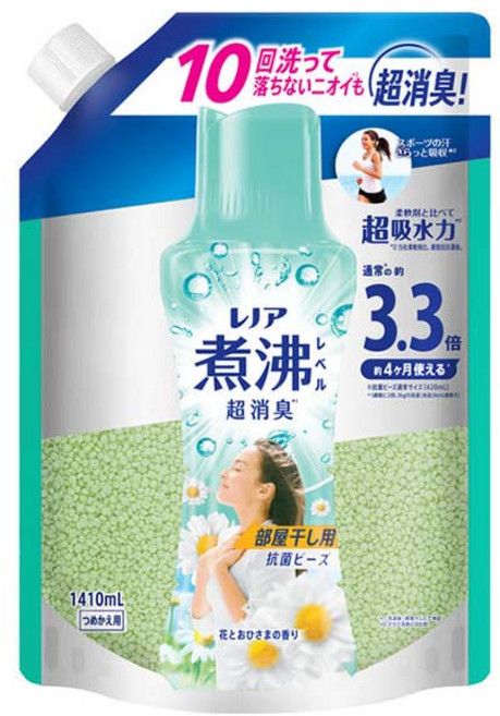 Lenor 蘭諾 Boil Level 超強除臭珠 室內晾乾用 花香與陽光香氛 補充包, 1個, 1.41L