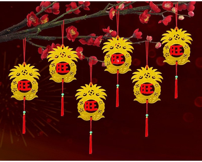 新年掛飾 新年掛件 春節裝飾, 金箔旺來一個 約6*28CM