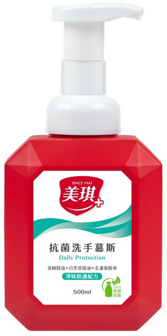 美琪淨味防護洗手慕斯 500ml 泡泡洗手乳 去除手部異味, 1瓶