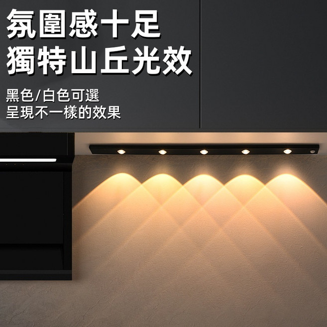 貓眼感應燈 1cm超薄燈體 可調光 USB充電, 鋼琴黑(三色變光),120cm(請下單宅配/或大件), 1個