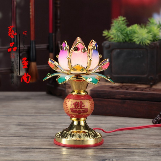貝貝 電子蠟燭 蓮花燈 宗教佛教用品 長明燈, 116七彩, 1個