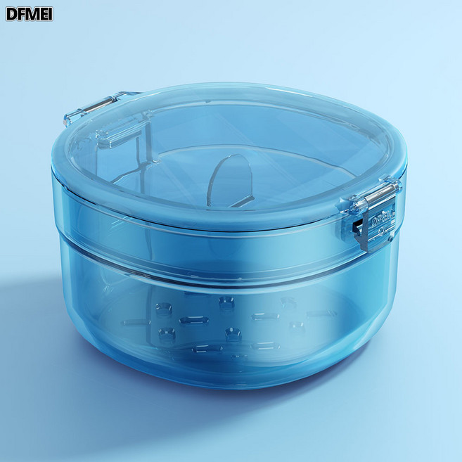 DFMEI 牙套盒正畸牙套盒隱形牙套牙齒矯正保持器收納盒假牙收納清洗盒, 1個, 透明藍:如圖