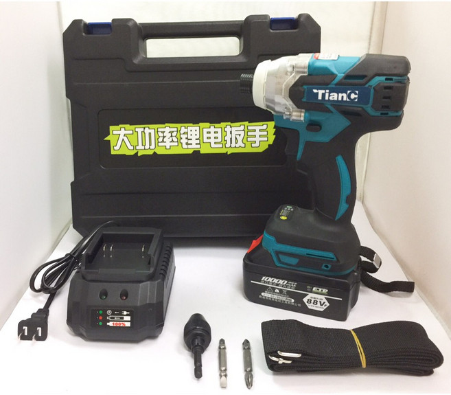 TianC JJ 鋰電池 附手提工具箱 無刷衝擊起子機 4.0AH雙電 塑盒, 1個, 無刷衝擊起子機 4.0AH雙電 塑盒