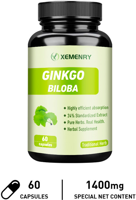 XEMENRY 銀杏 GINKGO BILOBA 24% 標準化萃取 草本保健食品, 60組