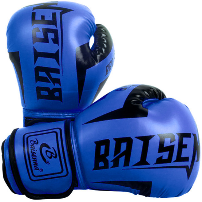 Balsenna 成人拳擊手套 搏擊 泰拳 散打 訓練手套, 一次成型拳套藍色, 1套