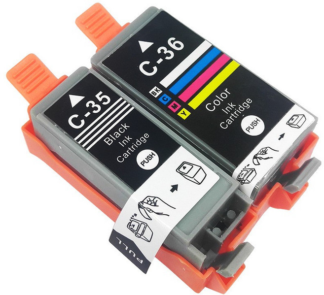 印彩 Canon PGI-35 CLI-36 相容墨水匣 iP100 iP100B iP110 iP110B, 1套(黑色+彩色), 1個