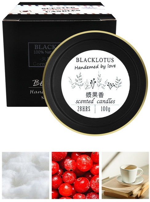 香氛蠟燭100ml 大豆蠟環保蠟燭 暖光能量淨化蠟燭/ 冥想、瑜珈、靜坐, 1個, 漿果香