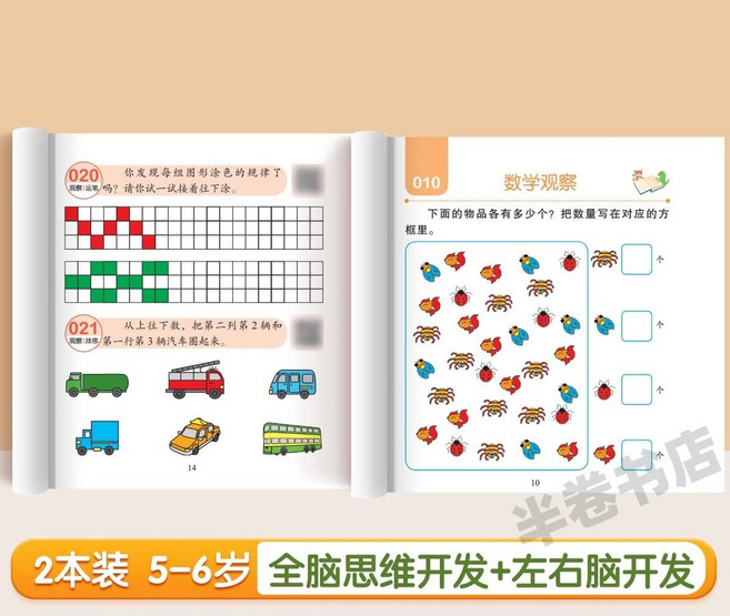 開心童書 全腦開發遊戲書 2-3-6嵗 益智遊戲 兒童書, 5-6歲,1本