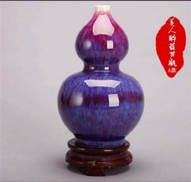 美人醉葫蘆瓶 A款, 景德鎮陶瓷器窯變花瓶家居裝飾客廳古典窯變裂紋工藝品擺件