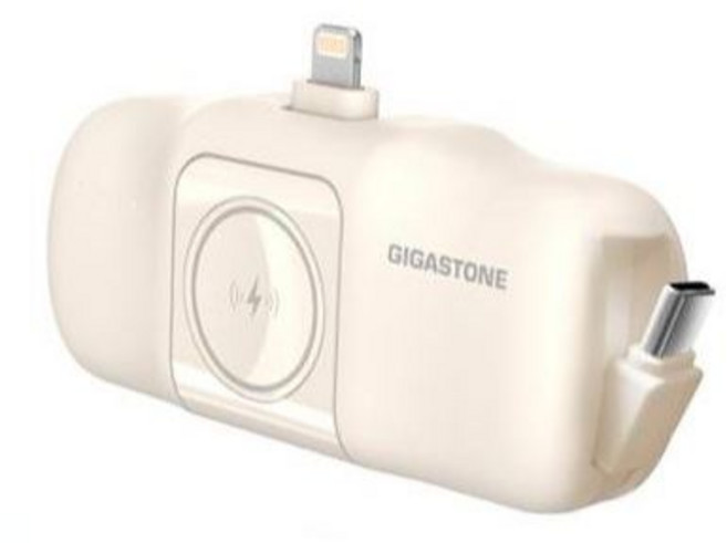 GIGASTONE 立達 5000mAh 雙介面 直插式口袋快充行動電源 奶茶色, 奶茶色-Lightning, MP-5000AL