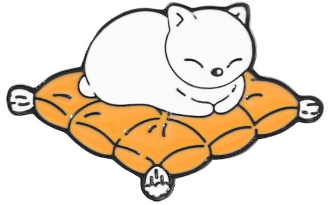 動物造型胸針別針 手工藝品, 1個, J60白貓座墊