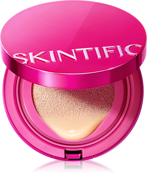SKINTIFIC 無瑕水光粉氣墊 完美柔焦無毛孔妝效 控油持妝, 1個, 粉色氣墊,01W
