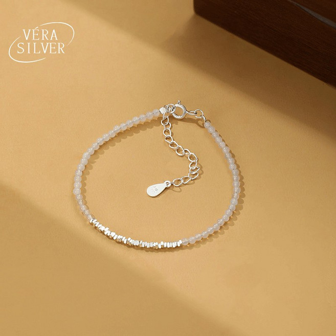 VERA SILVER 999純銀黑白瑪瑙手鍊 情侶款手繩 簡約百搭手環