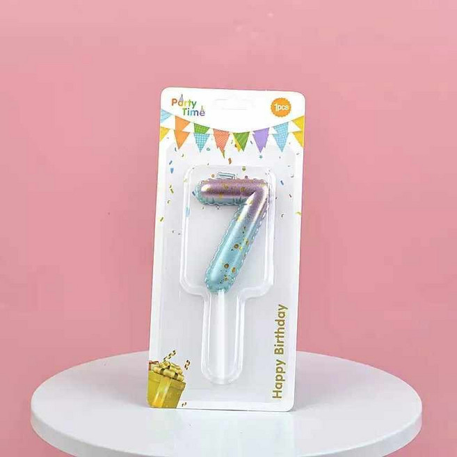 生日蠟燭 慶生蠟燭 告白蠟燭 情人節 母親節, 1件, 漸變粉綠色氣球數字蠟燭-7, 20g, 無味