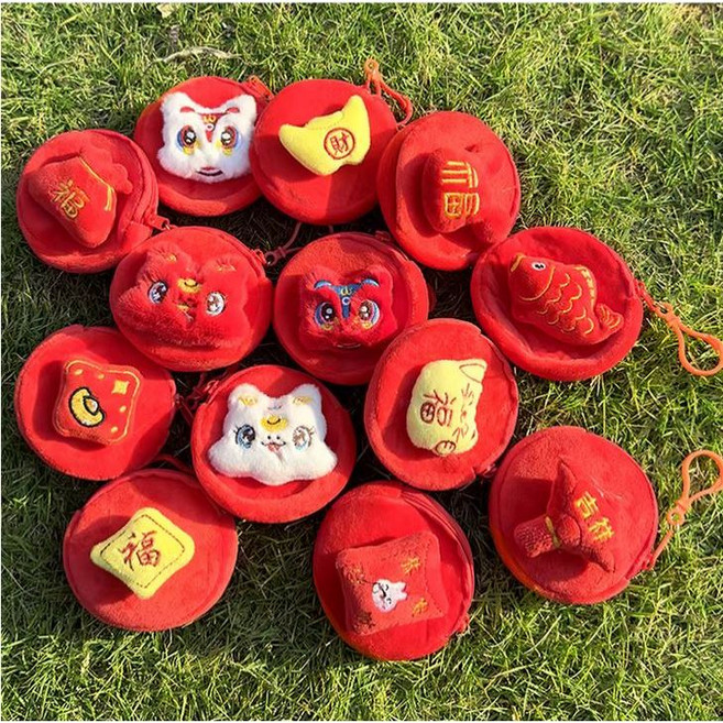 馬年吉祥絨毛零錢包 鑰匙小物收納盒 農曆新年兒童小禮品, 1個, 樣式隨機出貨