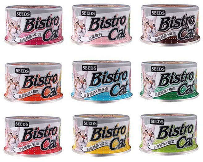 BISTRO CAT 貓罐, 170g, 24罐, 白身鮪魚+吻仔魚(藍)