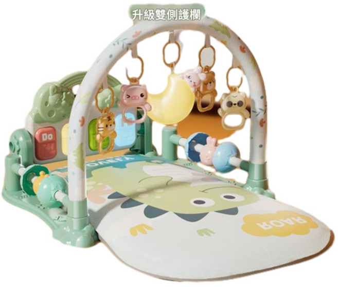 嬰兒健身架腳踏琴 寶寶音樂健身墊 四合一玩具, 恐龍 - 充電套裝 標準版 - 夜燈款 新款商場同款 / 加大加厚, 1個