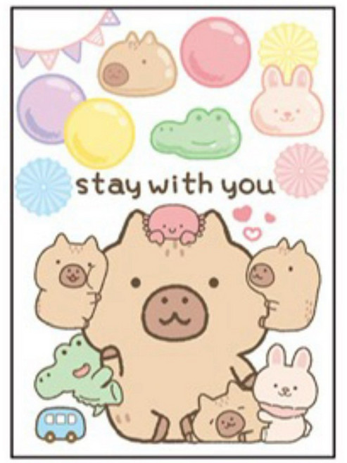 水豚卡片 簽名卡 萬用卡 附信封 台灣製, 1個, stay with you
