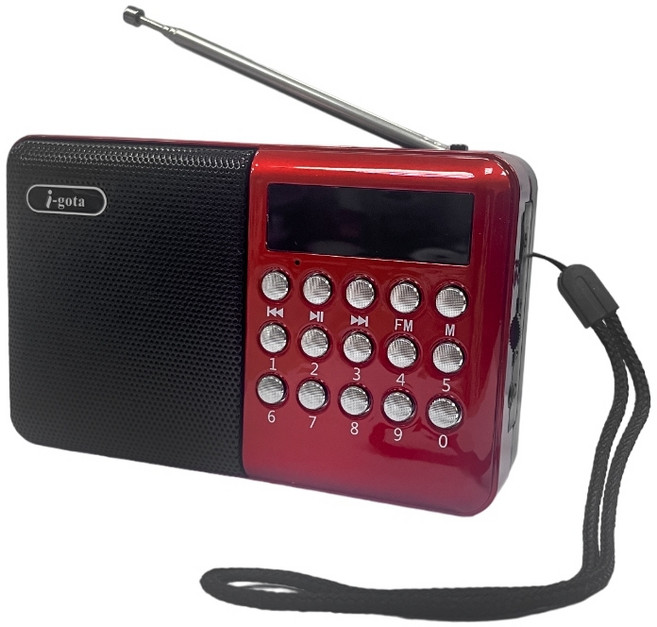 i-gota 充電式MP3/FM隨身收音機(USB插卡) 電台收聽 音樂播放 輕巧便攜, 紅色, RDW-853