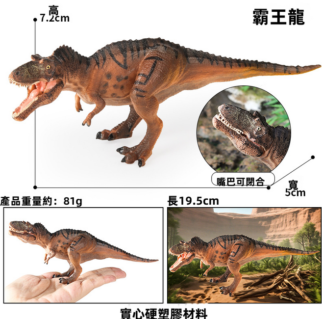 仿真破殼恐龍蛋幼崽模型玩具實心霸王龍棘龍迅猛龍腫頭龍翼龍擺件, 1個, M-208棕色霸王龍(嘴巴可張合):1079