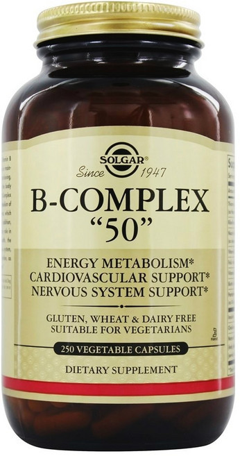 SOLGAR 無糖無麩質維他命B群50素食膠囊, 250顆, 1罐