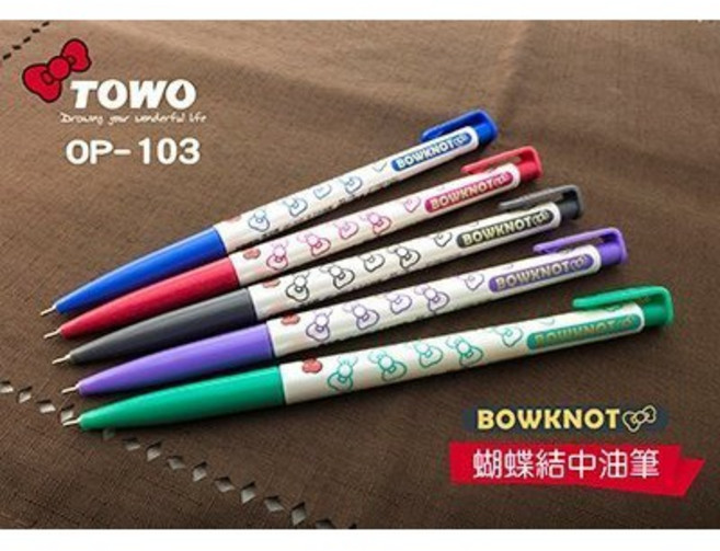 東文TOWO OP-103 蝴蝶結中油筆 0.7mm, 1個, 紅