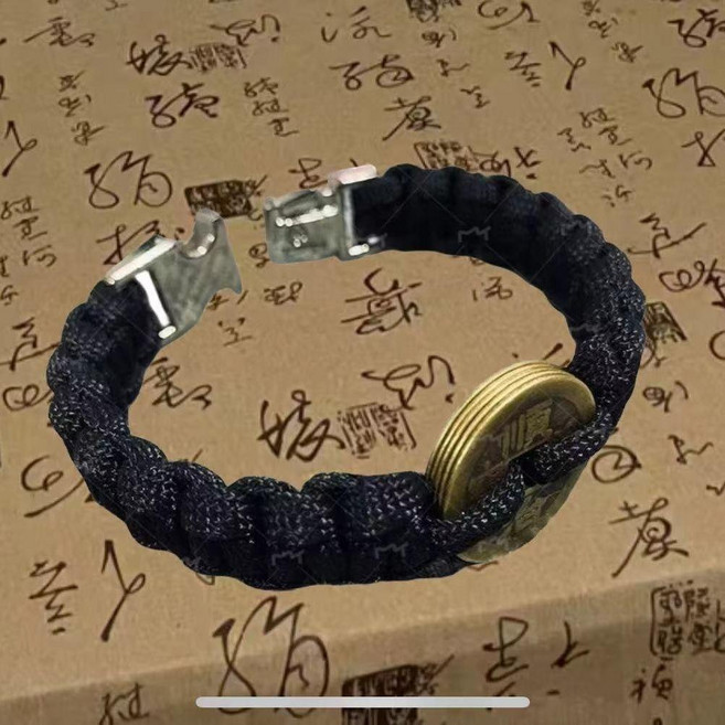 五帝錢招財手鍊,紅繩保平安,本命年飾品