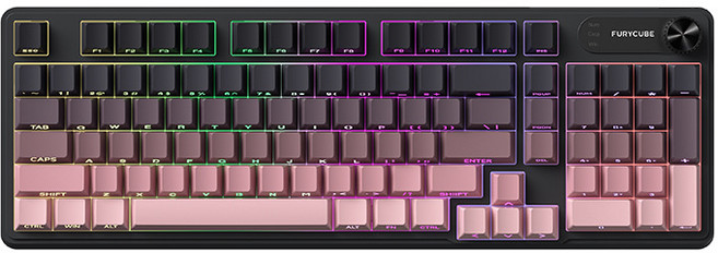 FURYCUBE IP98 Gasket RGB 鍵盤 (英), 98鍵/黑莓側刻A【三模有線+無線2.4g+藍牙】RGB/防水, 藍牙無線機械鍵盤防水電競鍵盤, 98鍵