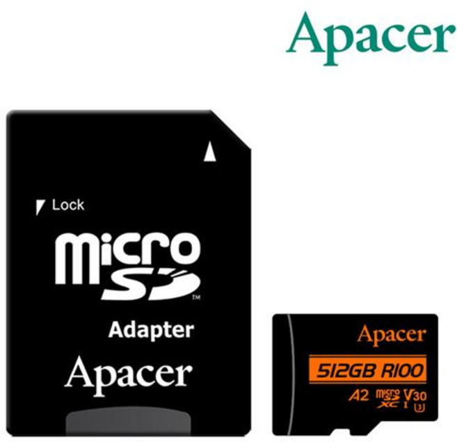 Apacer 宇瞻 512GB MicroSDXC UHS-I U3 V30 A2 記憶卡, 1個, 1GB