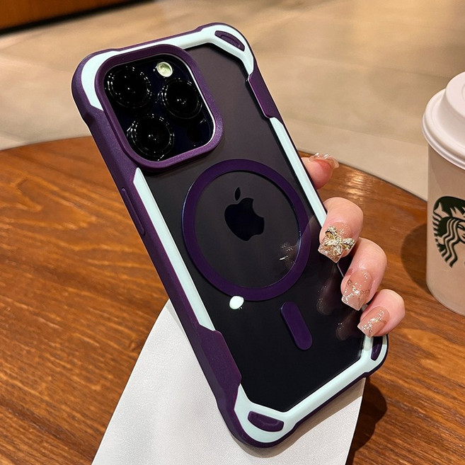 雙色磁吸無線充電iPhone手機殼 防摔保護殼適用於iPhone 17 16 15 14 13 12 11 Pro Max iPhone 16 Plus