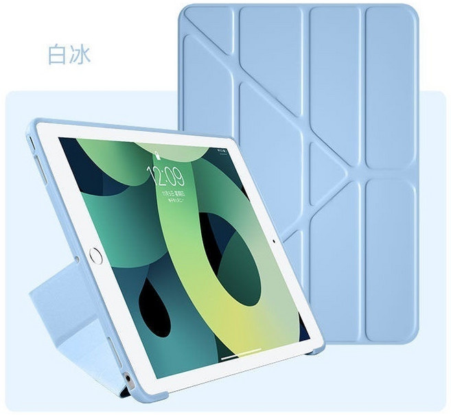 Rabbit Technolog 適用iPad平板皮套 全包平板殼 智能休眠保護殼, 1個, 變形Y折丨白冰藍,Air 11吋(M2/M3/M4)