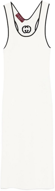 구찌 logo-motif midi dress
