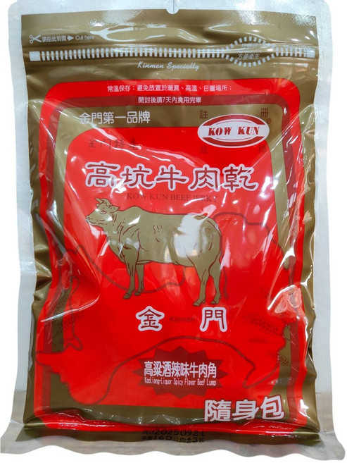 高坑 高粱酒辣味牛肉角 金門特產 隨身包 美味牛肉乾, 160g, 1包