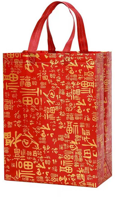 紅色燙金福字購物袋, 小號,百福手提袋, 10個
