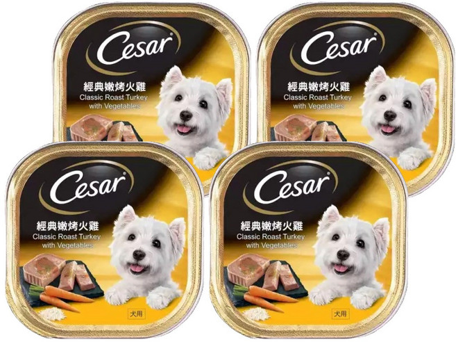 Cesar 西莎 狗罐頭, 經典嫩烤火雞, 100g, 4罐