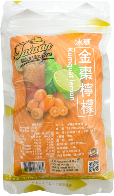 台灣小糧口 冰糖金棗檸檬, 140g, 1個