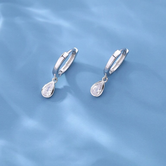 S925純銀水滴鋯石耳扣 耳環 真愛鍊Cherish