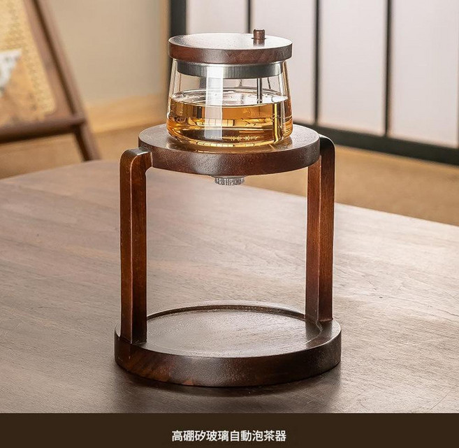 高硼矽玻璃 自動泡茶器 按壓出水 茶水分離, 高硼矽玻璃自動泡茶器, 1套, 如圖