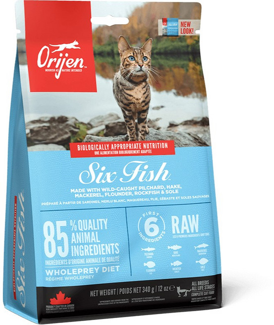 Orijen 歐睿健 六種鮮魚 無穀貓飼料, 1個, 340G 六種鮮魚無榖貓飼料