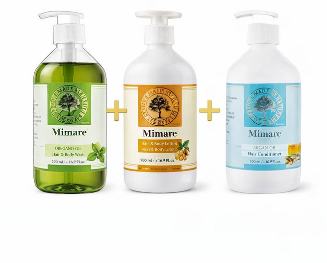 Mimare 奧勒岡三合一+蜂蜜蘆薈潤膚乳液+柔順彈力潤絲精, 3個, 500g