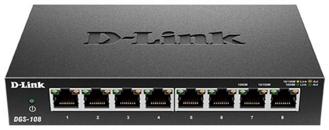 D-Link DGS-108 8埠 Gigabit 乙太網路交換器 隨插即用, 1個