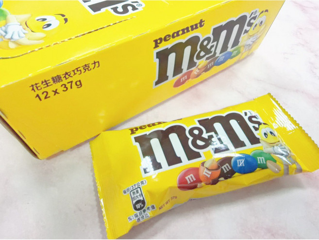 M&M's 花生巧克力 12入盒裝, 1個, 黃色mm12包一盒