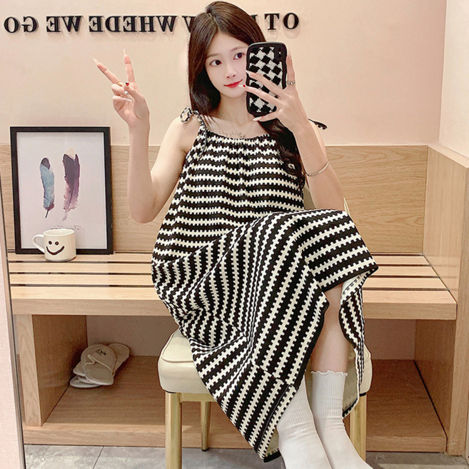 韓版睡衣女睡裙 吊帶背心 彈力女士休閒家居服 雲朵棉