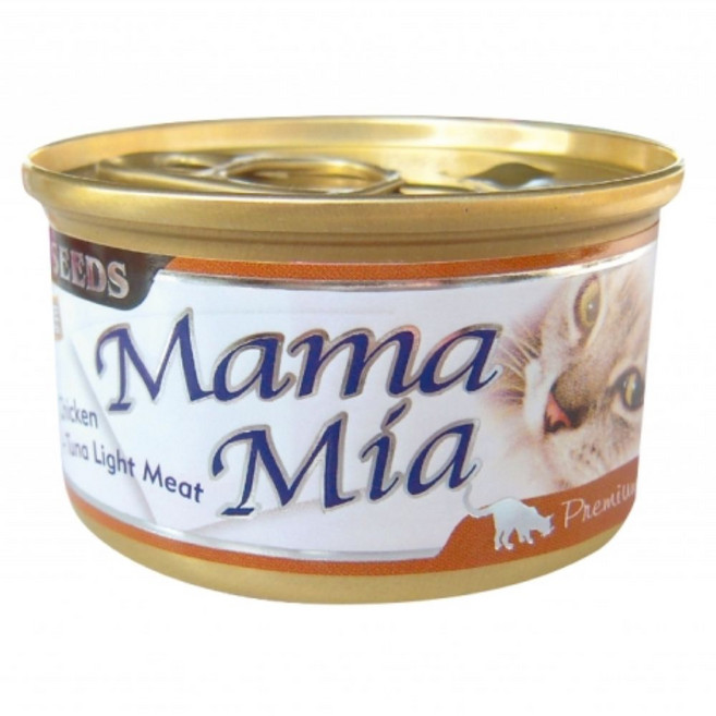 Mama Mia 雞肉鮪魚輕肉貓罐頭, 70g, 24個, Chicken - Tuna Light Meat