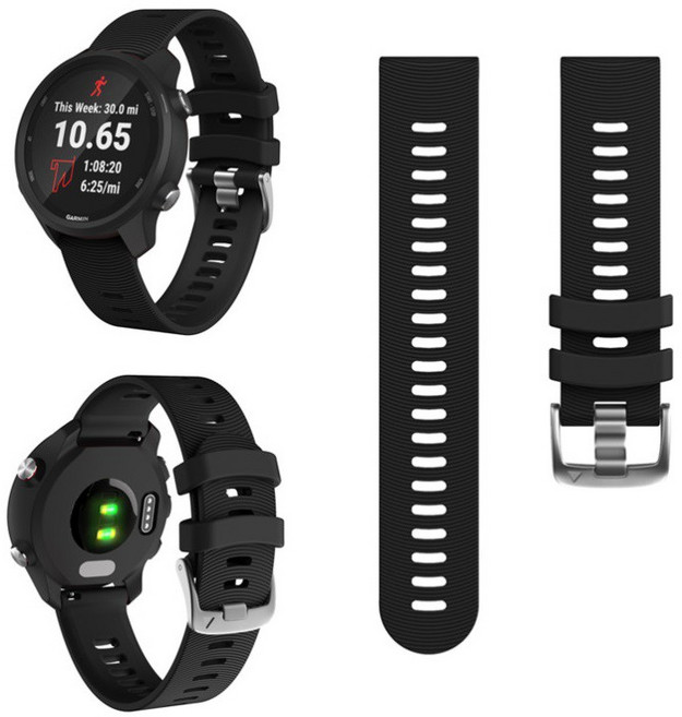 Garmin Forerunner 智慧手錶 20mm 運動矽膠透氣腕帶, 1個, 錶帶圓紋-黑, 黑色