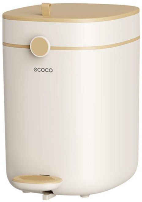 【ECOCO】意可可自動打包腳踏式垃圾桶 新款 客廳 衛生間 廚房 帶蓋 大容量, 奶油色