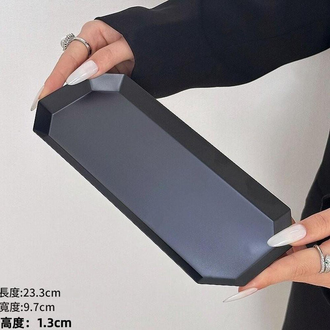 八角黑色不鏽鋼甜品盤, 八角黑色不鏽鋼甜品盤 大號, 1個
