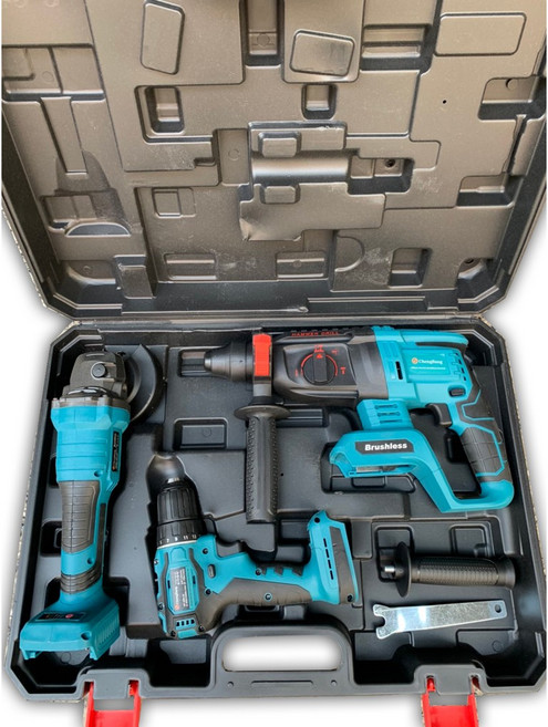 無刷鋰電三合一工具組 21V, 1個, 城邦電動工具 三件單主機+塑盒(無電池