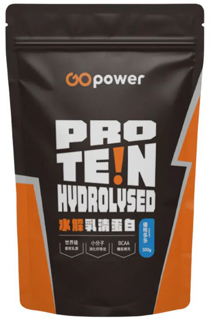 Go power 水解乳清蛋白 500g,世界級乳源,小分子好吸收,BCAA機能補充, 500g, 1個